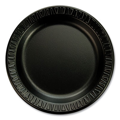 Quiet Classic Laminated Foam Dinnerware Plates, 6" Dia, Black, 125/Pack, 8 Packs/Carton
