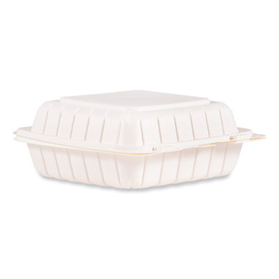 Hinged Lid Containers, 8.25 x 8 x 3, White, Plastic, 150/Carton