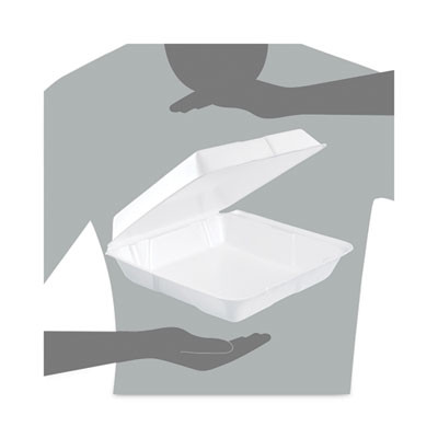 Insulated Foam Hinged Lid Containers, 9.3 x 9.5 x 3, White, 200/Pack, 2 Packs/Carton