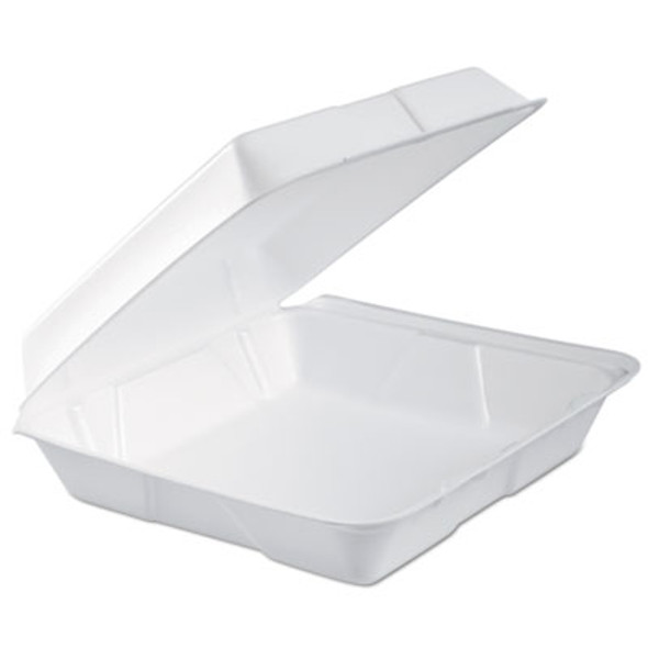 Foam Hinged Lid Container, Performer Perforated Lid, 9.3 X 9.5 X 3, White, 100/Bag, 2 Bag/Carton