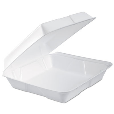 Foam Hinged Lid Container, Performer Perforated Lid, 9.3 X 9.5 X 3, White, 100/Bag, 2 Bag/Carton