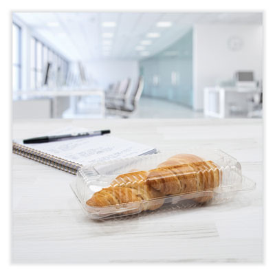 Staylock Clear Hinged Lid Containers, 4.5" x 8.5" x 2.1", Clear, Plastic, 250/Carton