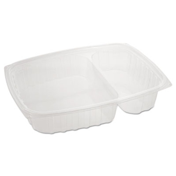Clearpac Containers, 2 Compartments, 32.8 Oz, 7.4 x 9 x 1.7, Clear, Plastic, 63/Pack, 4 Packs/Carton