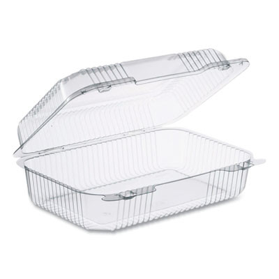Staylock Clear Hinged Lid Containers, Oblong, 6.81 x 9.4 x 3.1, Plastic, 125/Bag, 2/Carton