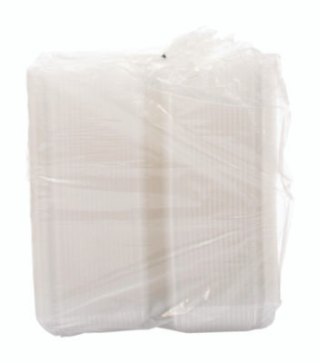 Staylock Clear Hinged Lid Containers, Oblong, 6.81 x 9.4 x 3.1, Plastic, 125/Bag, 2/Carton