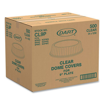 Dome Covers For Dinnerware, For 9" Foam Plates, Clear, Plastic, 125/Bag, 4 Bags/Carton