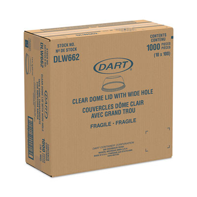 Open-Top Dome Lid, With 1.9" Dia Hole, Fits 9 Oz To 22 Oz Cold Cups, Plastic, Clear, 1,000/Carton