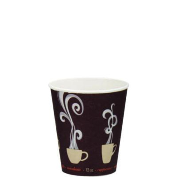 Thermoguard Insulated Paper Hot Cups, 12 Oz, Steam Print Design, 600/Carton