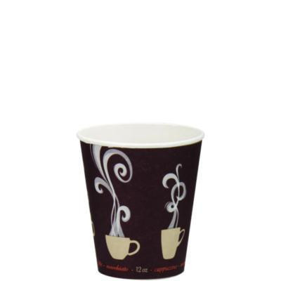 Thermoguard Insulated Paper Hot Cups, 12 Oz, Steam Print Design, 600/Carton