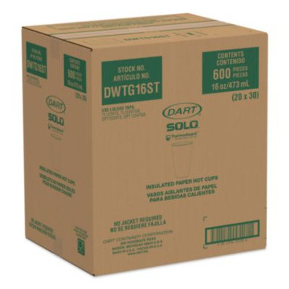 Thermoguard Insulated Paper Hot Cups, 16 Oz, Steam Print Design, 600/Carton