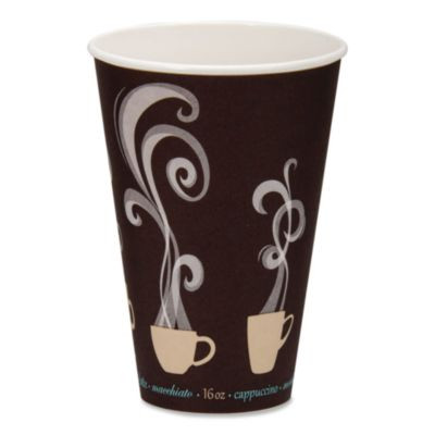 Thermoguard Insulated Paper Hot Cups, 16 Oz, Steam Print Design, 600/Carton