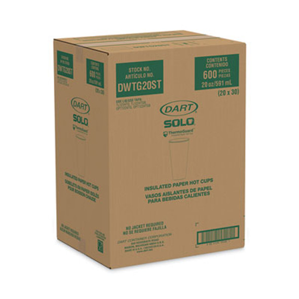 Thermoguard Insulated Paper Hot Cups, 20 Oz, Steam Print Design, 600/Carton