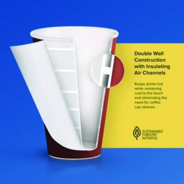 Thermoguard Insulated Paper Hot Cups, 24 Oz, Steam Print Design, 600/Carton