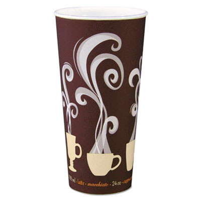 Thermoguard Insulated Paper Hot Cups, 24 Oz, Steam Print Design, 600/Carton