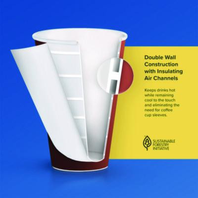 Thermoguard Insulated Paper Hot Cups, 24 Oz, Steam Print Design, 600/Carton