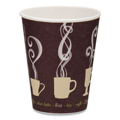 Thermoguard Insulated Paper Hot Cups, 8 Oz, Steam Print Design, 1,000/Carton