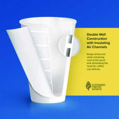 Thermoguard Insulated Paper Hot Cups, 8 Oz, White Sustainable Forest Design, 1,000/Carton