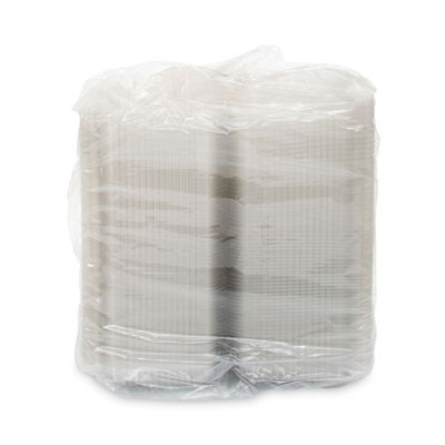 Staylock Clear Hinged Lid Containers, 6.8 x 9.4 x 2.1, Clear, Plastic, 125/Pack, 2 Packs/Carton