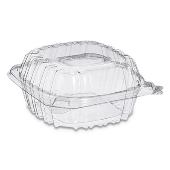 Clearseal Hinged-Lid Plastic Containers, 13.8 Oz, Clear, Plastic, 500/Carton