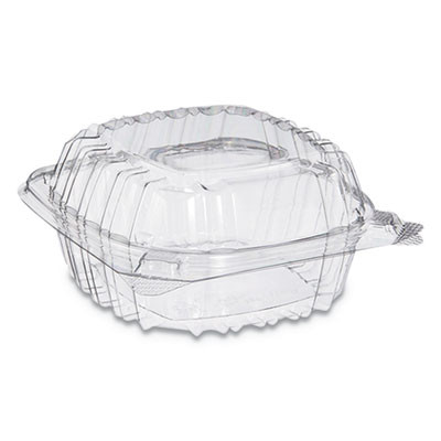 Clearseal Hinged-Lid Plastic Containers, 13.8 Oz, Clear, Plastic, 500/Carton