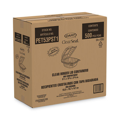 Clearseal Hinged-Lid Plastic Containers, 13.8 Oz, Clear, Plastic, 500/Carton