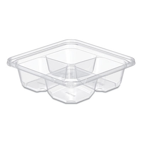 Tamperguard Snack Boxes, 4 Compartments, 6.3 x 6.3 x 1.8, Clear, Plastic, 300/Carton