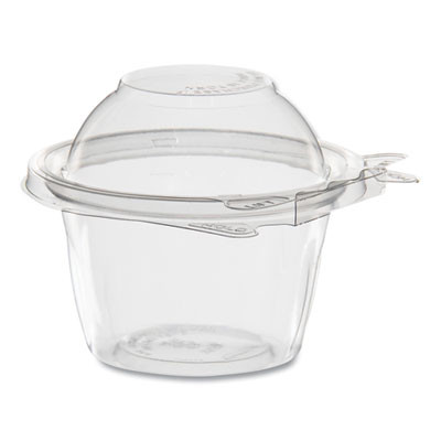 Clearpac Safeseal Tamper-Resistant, Tamper-Evident Containers, Snack Cup, Domed Lid, 8 Oz, Clear, Plastic, 272/Carton