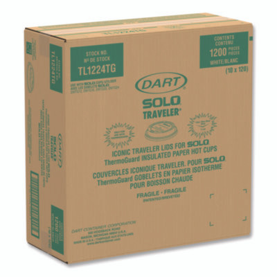 Traveler Sip Through Lids For Thermoguard Hot Cups, Fits 12 Oz To 24 Oz Hot Cups, Plastic, White, 1,200/Carton