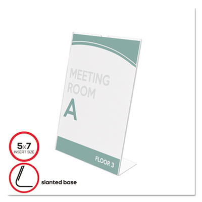 Superior Image Slanted Sign Holder, Portrait, 5 X 7 Insert, Clear