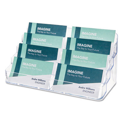 8-Pocket Business Card Holder, Holds 400 Cards, 7.78 X 3.5 X 3.38, Plastic, Clear
