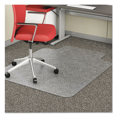 Economat Occasional Use Chair Mat For Flat Pile Carpeted Floors, Rectangular With Lip, 36" x 48", Clear, Ships Flat