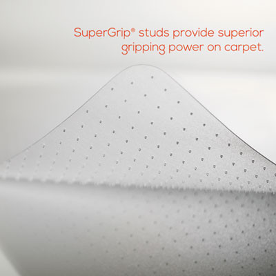 Economat Occasional Use Chair Mat For Flat Pile Carpeted Floors, Rectangular With Lip, 36" x 48", Clear, Ships Flat