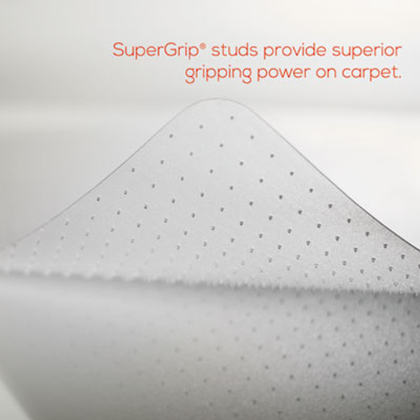 Economat Occasional Use Chair Mat For Flat Pile Carpeted Floors, Rectangular With Wide Lip, 45" x 53", Clear, Ships Flat