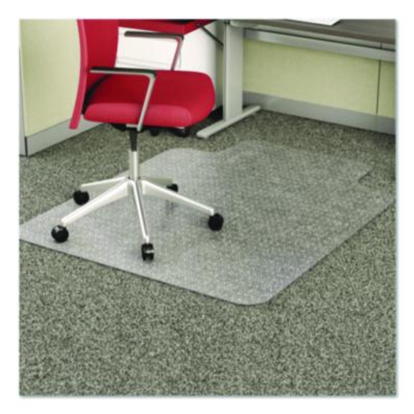 Economat Occasional Use Chair Mat For Flat Pile Carpeted Floors, Rectangular With Wide Lip, 45" x 53", Clear, Ships Flat