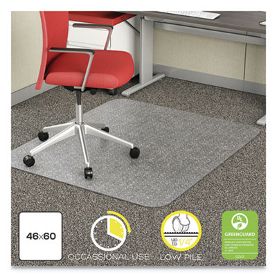 Economat Occasional Use Chair Mat For Flat Pile Carpeted Floors, Rectangular, 46" x 60", Clear, Ships Rolled