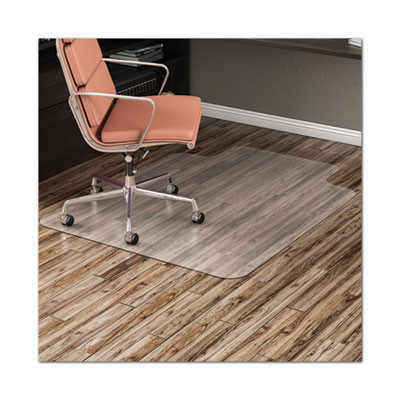 Economat Non-Studded All Day Use Chair Mat For Hard Floors, Rectangular With Wide Lip, 45" x 53", Clear, Ships Flat