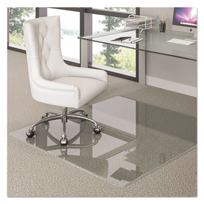 Premium Glass Chair Mat For Flat To Plush Pile Carpeted And Hard Floors, Rectangular, Polished Edges, 44" x 50", Clear