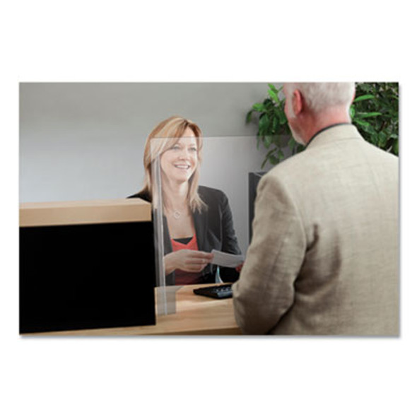 Counter Top Barrier With Pass Thru, 27" X 6" X 23.75", Acrylic, Clear, 2/Carton