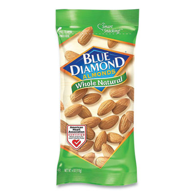 Whole Natural Almonds, Snack Size, 4 Oz Bag, 12 Bags/Box