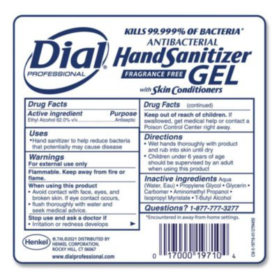 Antibacterial Foaming Hand Sanitizer Refill For Dial 1700 V Dispenser, 1.2 L, Fragrance Free, 3/Carton