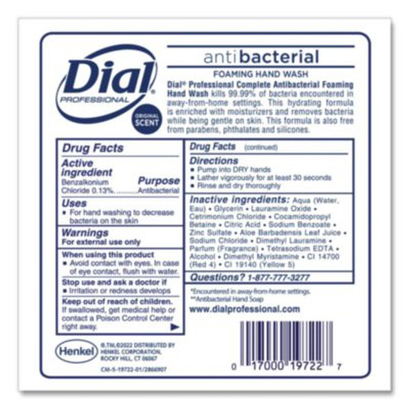 Antibacterial Foaming Hand Wash Refill For 1700 V Dispenser, Original Scent, 1.7 L, 3/Carton