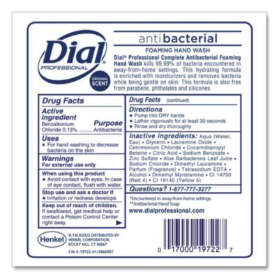 Antibacterial Foaming Hand Wash Refill For 1700 V Dispenser, Original Scent, 1.7 L, 3/Carton