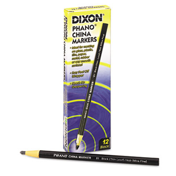 China Marker, Thin Core, 0.37" x 7", Black, Dozen
