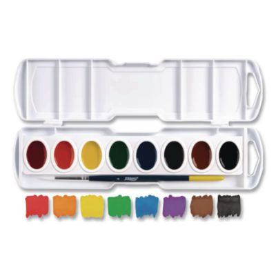 Professional Watercolors, 8 Assorted Colors, Oval Pan Palette Tray