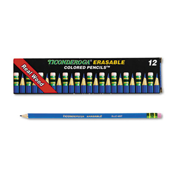 Erasable Colored Pencils, 2.6 Mm, 2B, Blue Lead, Blue Barrel, Dozen