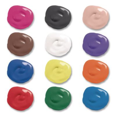 Ready-To-Use Tempera Paint, 12 Assorted Colors, 16 Oz Bottle, 12/Pack
