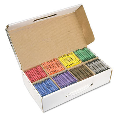 Crayons Made With Soy Classpack, Regular Size, 0.37" x 3.7", 8 Assorted Colors, 800/Carton