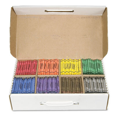 Crayons Made With Soy Classpack, Regular Size, 0.37" x 3.7", 8 Assorted Colors, 800/Carton