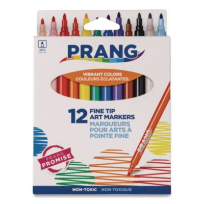 Fine Line Markers, Fine Bullet Tip, Assorted Colors, 12/Set