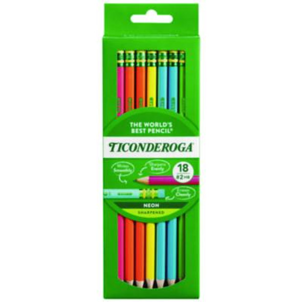 Pre-Sharpened Pencil, 2.2 Mm, Hb (#2), Black Lead, Neon Assorted Barrel Colors, 18/Pack